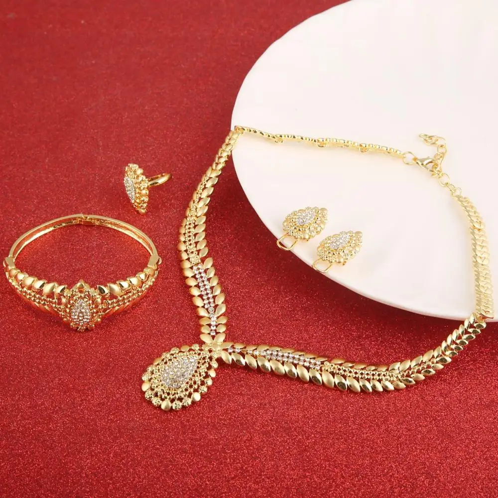 Ювелирный Комплект из колье и серёг под золото 24 к | Украшения аксессуары