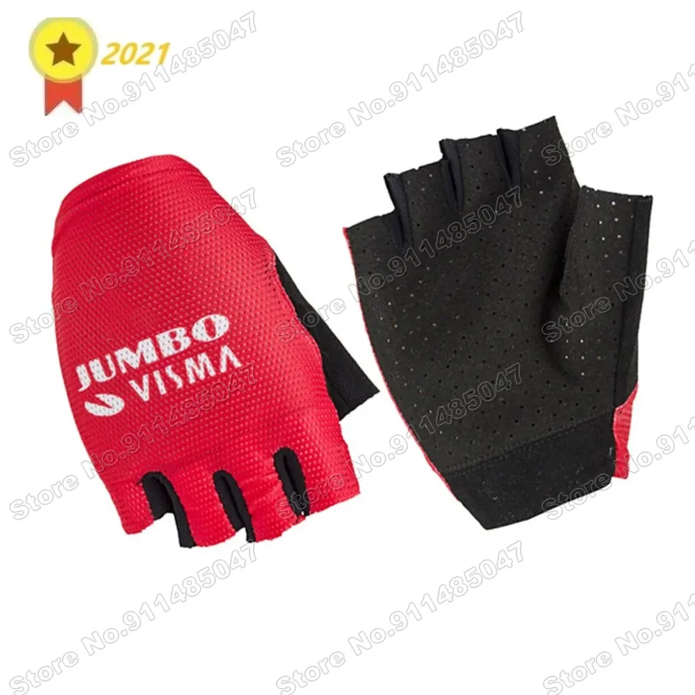 

Red Jumbo Visma 2021 Cycling Gloves Men Bicycle Gel Half Finger Glove One Pair Size M-XL Guante Ciclismo Gant cyclisme