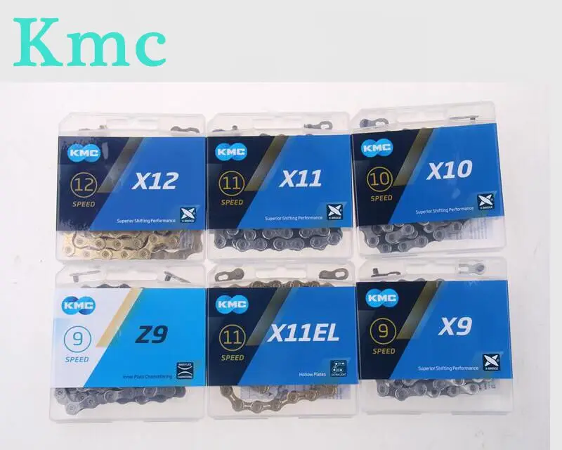Цепь велосипедная KMC X8 X9 X10 X11 X12 HV408 Z8.3 X8PL Z9 X9L X11EL 116L/118L/126 звеньев MTB/цепь для