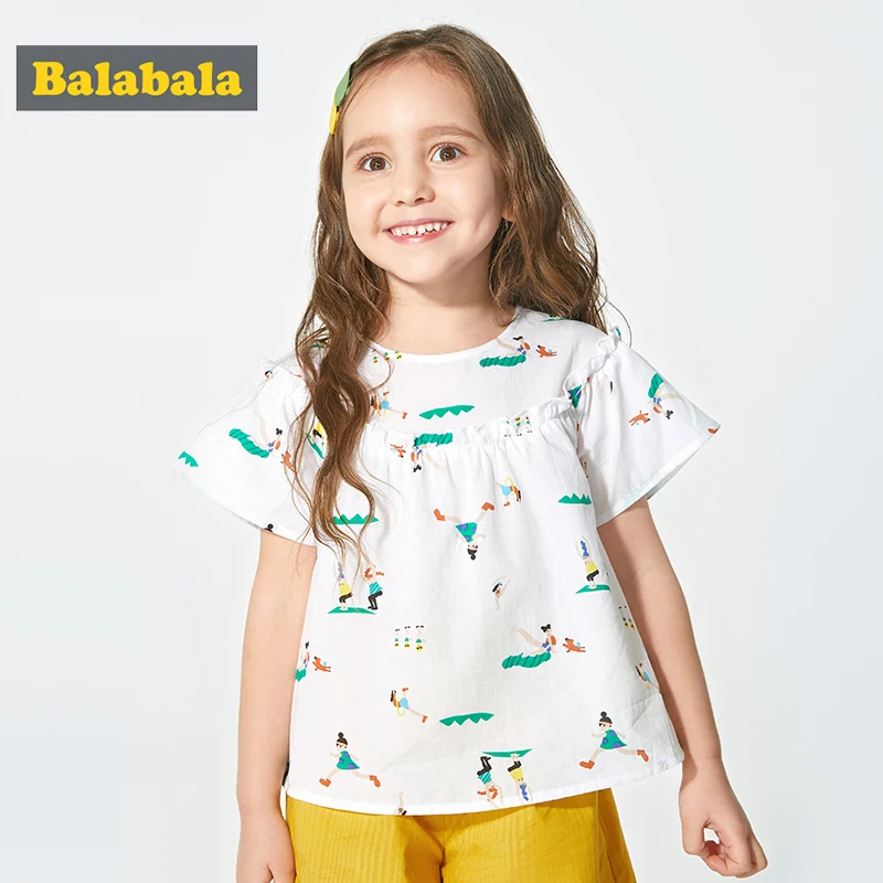 Balabala рубашка для девочек с коротким рукавом малышей 2020 летняя детская свободная