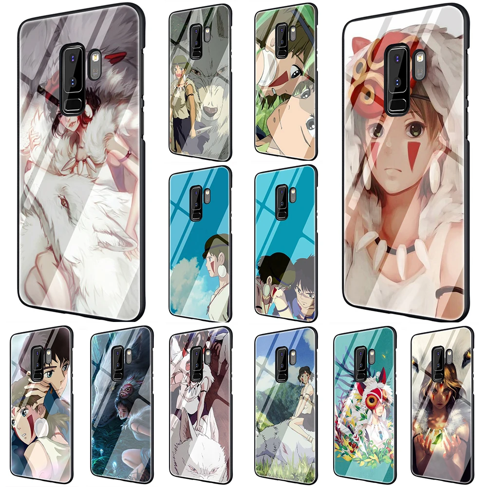 Чехол для телефона из закаленного стекла EWAU Princess Mononoke Galaxy S7 edge S8 9 10 Plus Note 8 A10 20 30 40 50