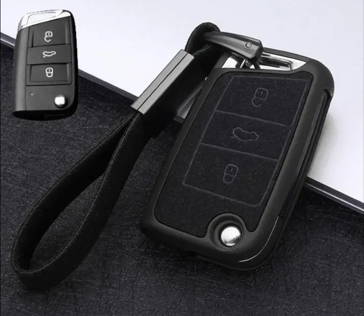 Чехол для ключа автомобиля с карманами Volkswagen VW Golf 7 MK7 Tiguan Touran T ROC Skoda Octavia A7 Kodiaq RS Seat