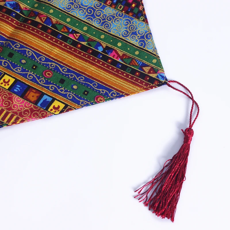 Креативная синяя Красная Вязаная крючком скатерть в фольклорном стиле хлопковая