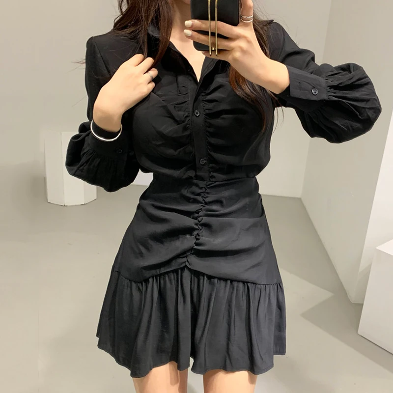 

Two Piece Set Women Outfits Long Sleeve Turn Down Collar Single Breasted Blouses and High Waist Mini Skirt Sexy 2 Piece Set