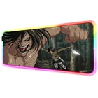 Коврик для мыши с аниме атаки гигантский Эллен Титан RGB большие игровые аксессуары для ноутбука мышь XXL подсветка светодиодный коврик для мыши Коврик для клавиатуры Настольный коврик