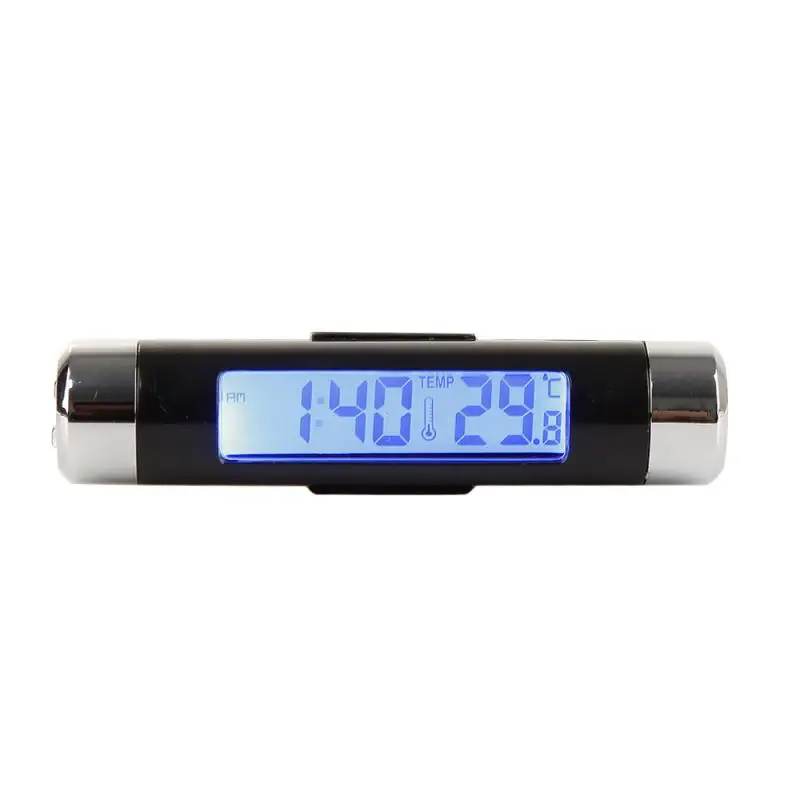 

1PC Clip-on With Blue Backlight LCD 2In1 Air Vent Automotive Clock Calendar Car Clock Digital Automotive Thermometer