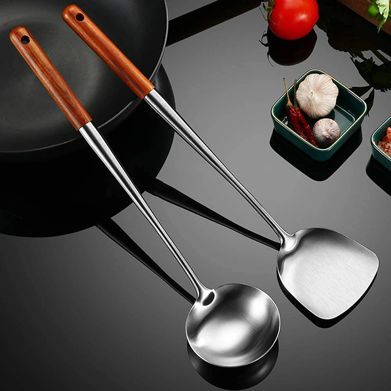

Utensils Kitchen Wok Spatula Iron and Ladle Tool Set Spatula For Stainless Steel Cooking Equpment Kitchen Accessories Items