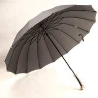 japanese business long handle uv outdoor adult beach black windproof katana umbrella designer guarda chuva rain gear zp58ys