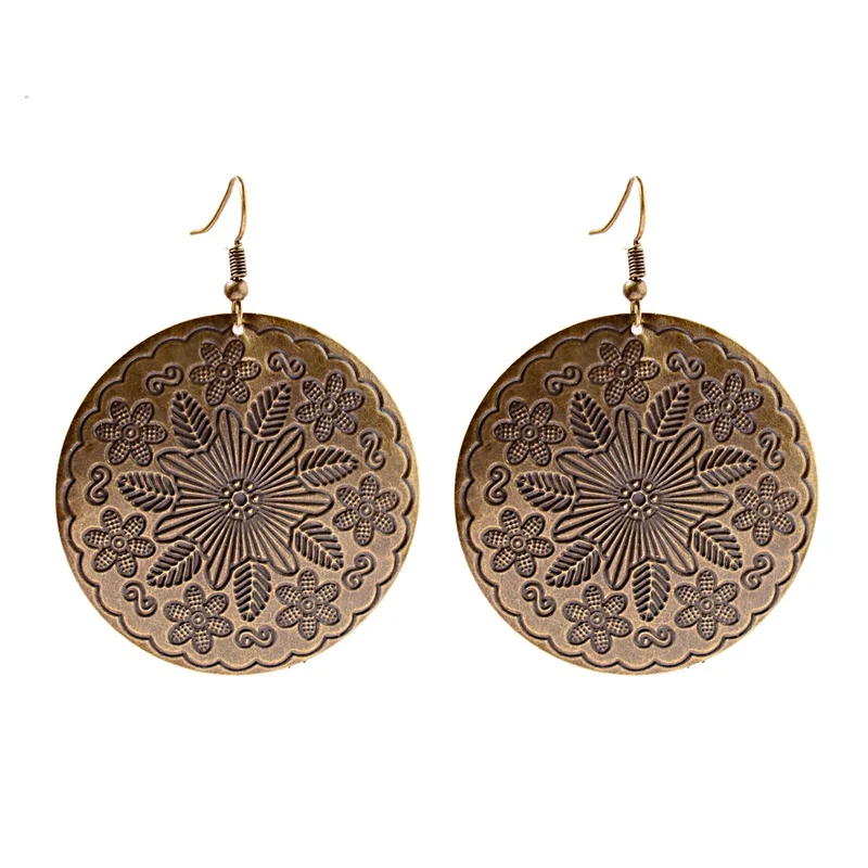 Amader винтажные серьги в богемном стиле бронзовые висячие с узором виде капли воды