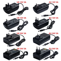 high quality dc 12v 24v 3a universal power adapter supply charger eu us au uk plug for cctv cob smd led light strip transformer