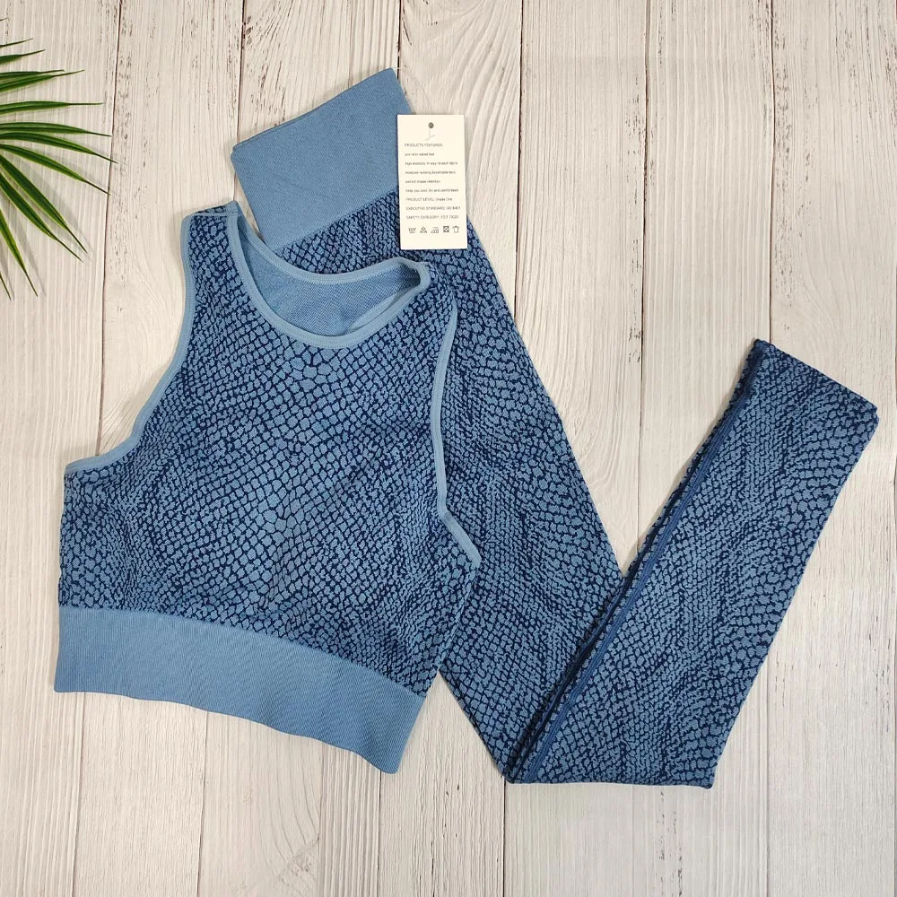 

Sports Gym Outfit Seamless Yoga Set Workout Clothes for Women Fitness Siuts Women Running Legging + Yoga Bra Snake Pattern Wear