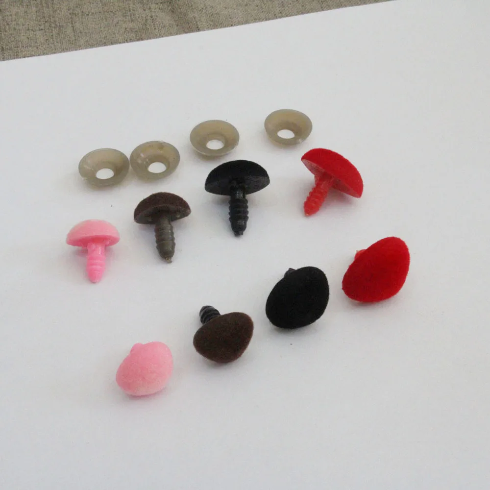 

50pcs/lot 10x11/13x15/14x18/15x20mm pink/red/black/brown clean flocking Triangular safety toy nose & soft washer