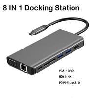 8 in 1 type c docking station 4k hdmi network macbook lenovo hp dell notebook sd vga pd audio usb3 0 hub