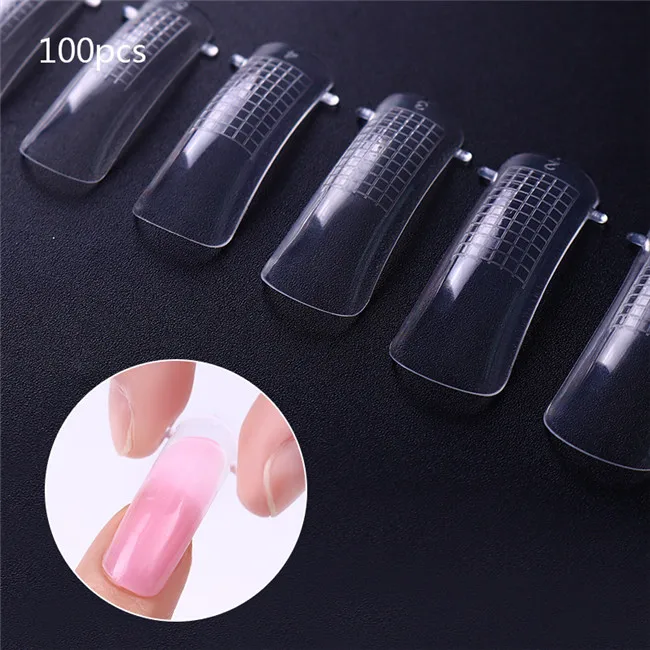 100pcs nail form Ur Sugar 20 г акриловый порошок кристалл полимер дизайн ногтей накладные кончики ногти художественный строитель розовый белый для маникюра полимерные инструменты - Цвет: 100pcs nail form