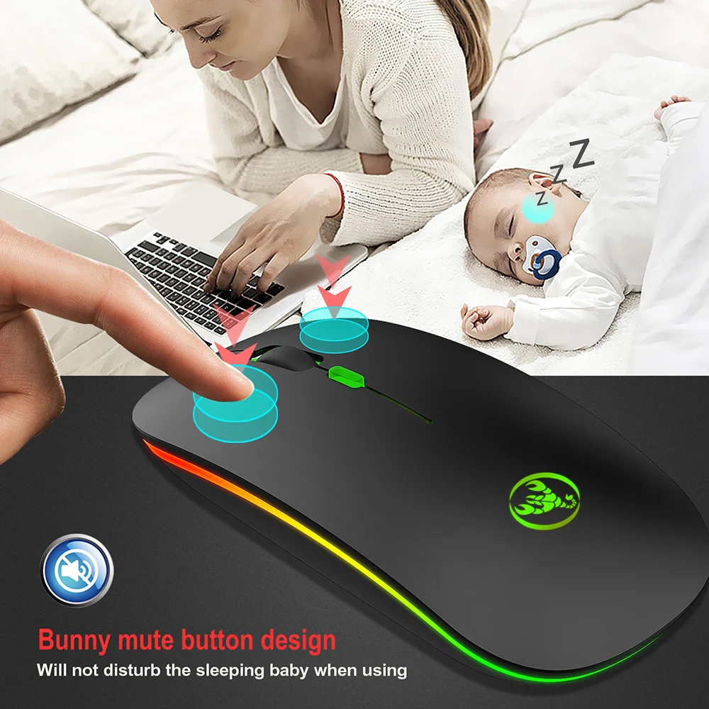 wireless mouse bluetooth computer silent rechargeable ergonomic mause with usb optical mice dual mode 2 4ghz bluetooth 2 in 1 free global shipping