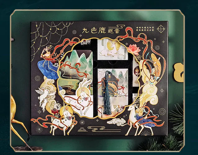 

Chinese Style Notebook Set Vintage Office Stationery Notebook Package Creative Washi Taper Sticker Set Gift Package Delicate Off