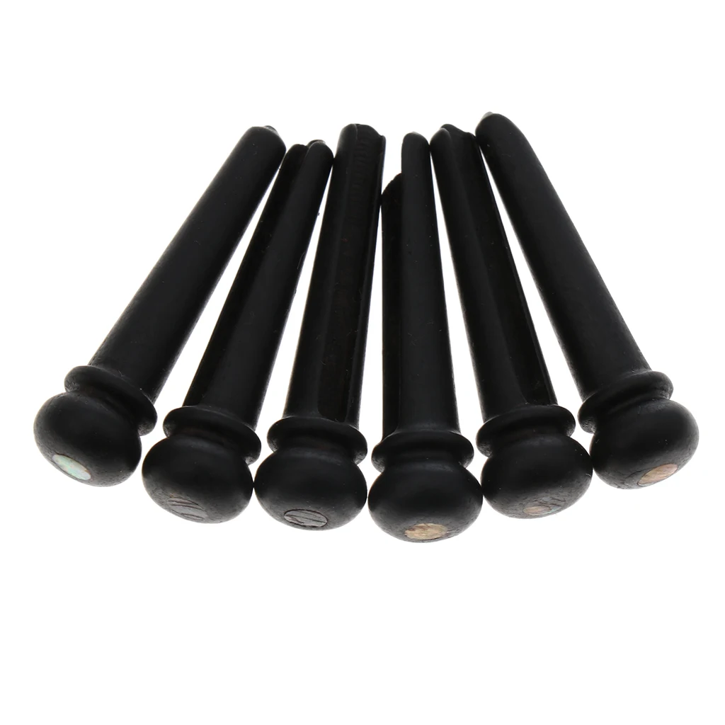 

6pcs Bone Endpin + 6pcs Ebony Acoustic Guitar Bridge Pins Black