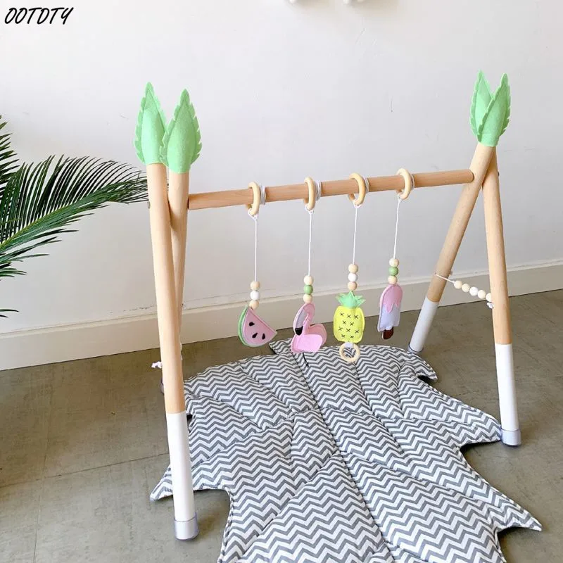 Baby Gym Play Nursery Sensory Ring-pull Toy Wooden Frame For 0-3M Newborn Infant Room Toddler Clothes Rack Gift Kids Decor | Игрушки и