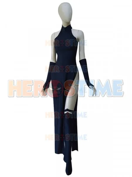 Raven Female Superhero Cosplay Costume Navy Blue Spandex Halloween Zentai Catsuit for Woman Cosplay Dress without belt