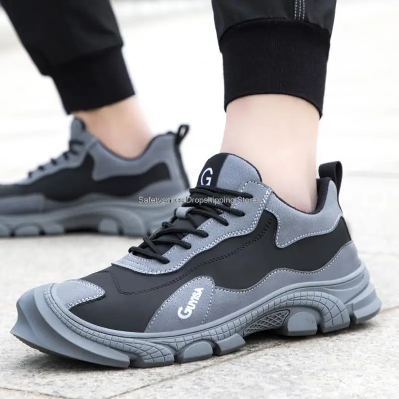 

comfortable work safety shoes men puncture proof work sneakers male steel toe kevlar wear-resistant work boots men boots safeti