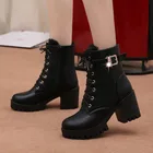 Ботильоны для женщин, черные мотоциклетные ботинки больших размеров 4,5-10, модные кожаные резиновые ботинки, Женская Весенняя готическая обувь