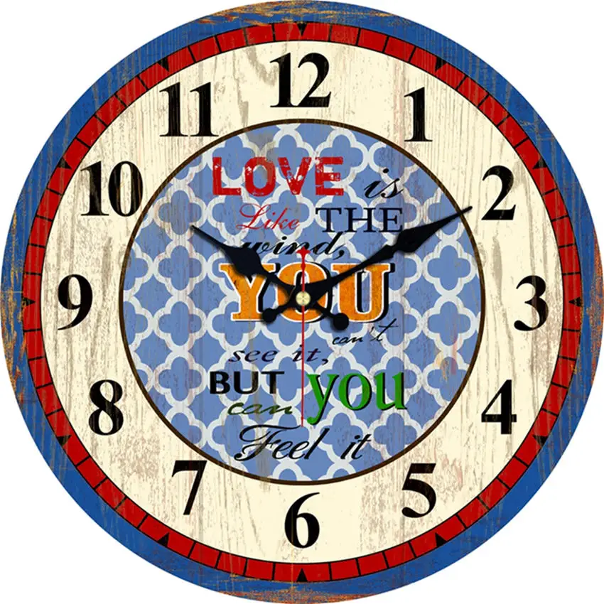 Винтаж круглые деревянные часы во всем мире Компас Карта путешествия Lover Ретро