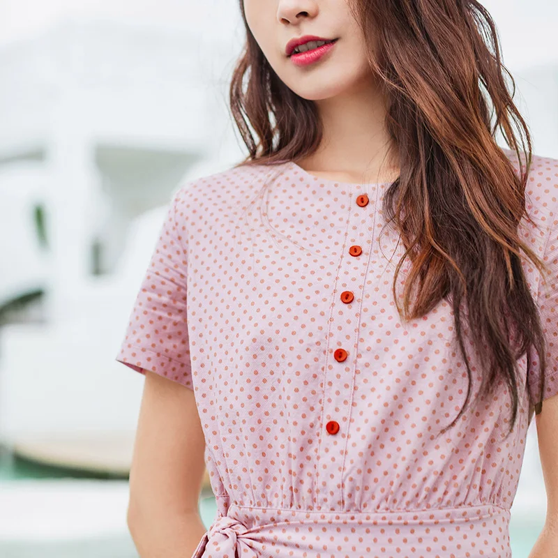 Винтажное платье в горошек с бантом и поясом на талии праздничное для лета Новое поступление возраст от 1