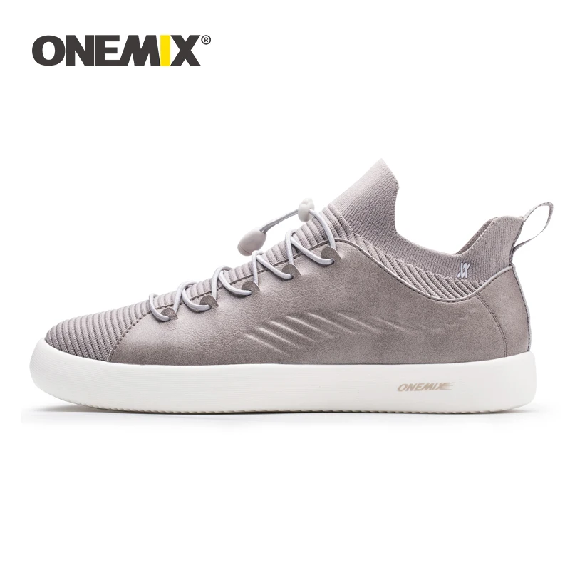 

ONEMIX Shoes Casual Sneakers Vintage Trend High Quality Knitted Vamp Leather Flats Skateboarding Shoes Multi-function Shoes