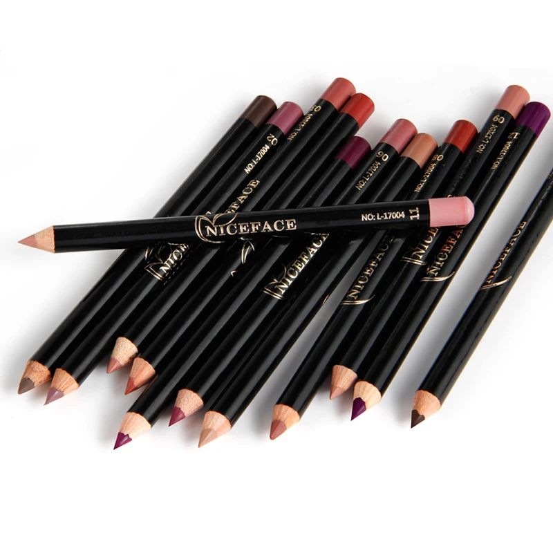

12 Colors Lip Pencils Matte Lipliner Waterproof Smooth Colorful Silk Lipstick Pen Long Lasting Pigments Lip Makeup Maquiagem