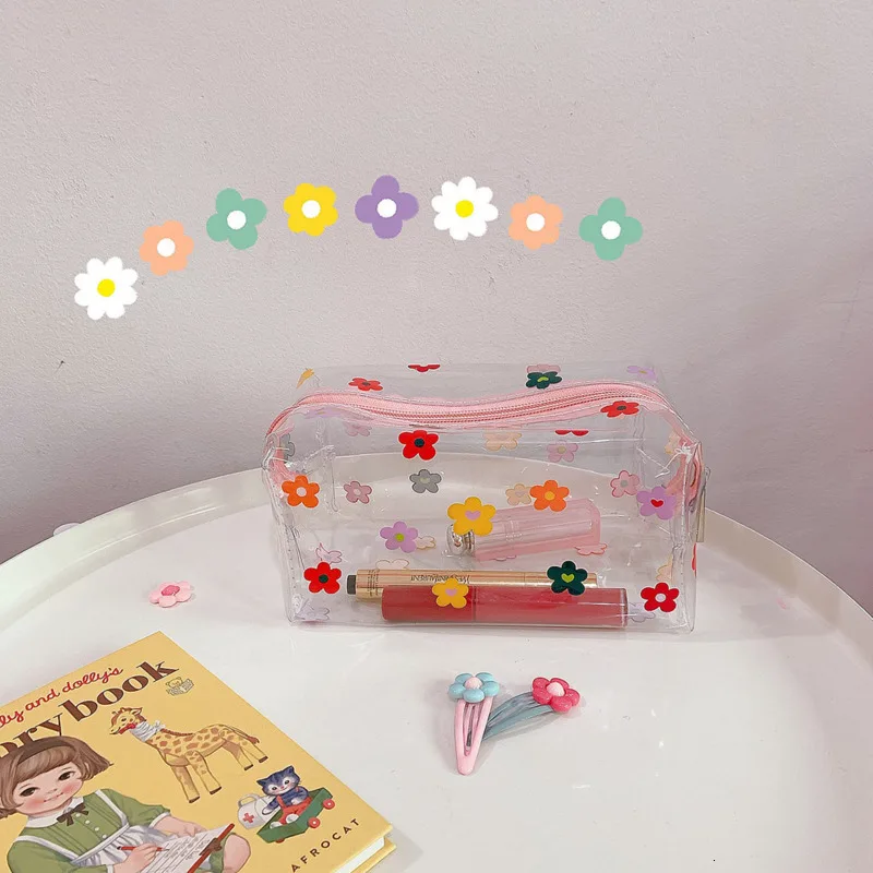 Прозрачная ПВХ сумка для карандашей большой емкости кавайная хранения кошелек