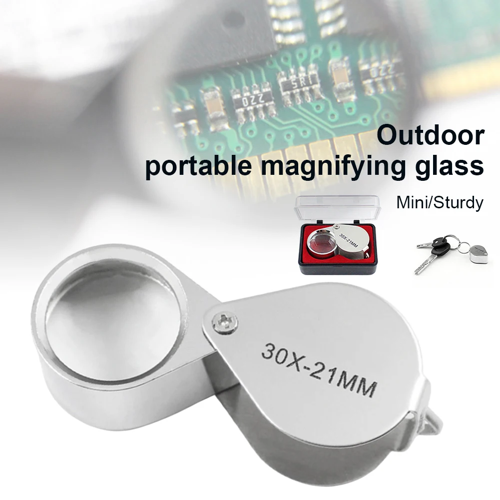 

30X Jewelry Loupe Magnifier Portable Foldable Mini Magnifying Glass with Storage Box for Rocks Xmas Gifts for Kids Friends