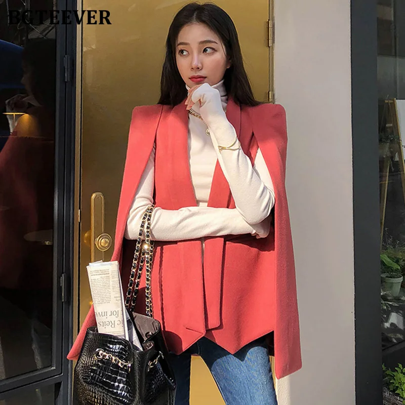 BGTEEVER Модный женский плащ-блейзер Зимний шерстяной пиджак утепленный открытый