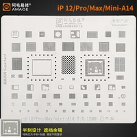 amaoe bga reballing stencil template for iphone 12 pro max 11 x xs xr 8 7 6s 6 plus a14a12a13a10a9a8 cpu ic chip solering