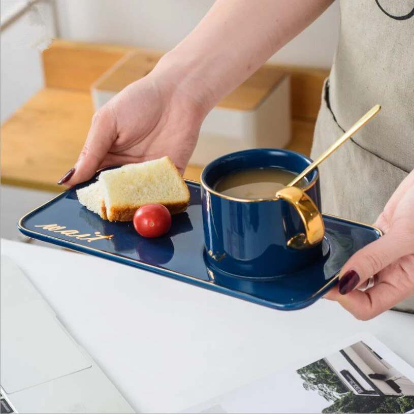 Скандинавские Позолоченные керамические кофейные кружки европейские маленькие