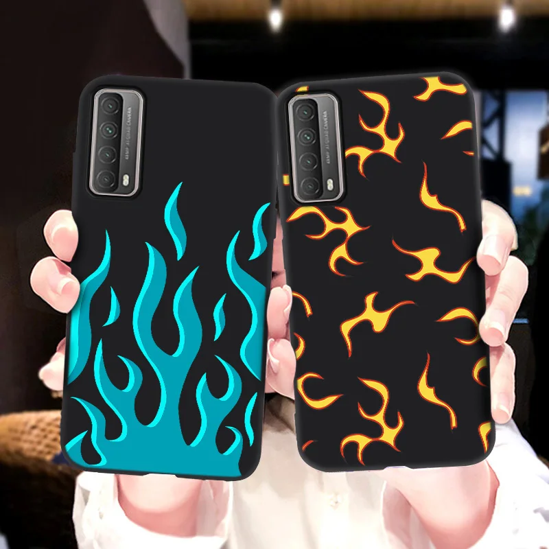 P Smart 2021 Flame Fire Phone Case For Huawei P30 P40 Lite Case For Huawei P Smart Plus 2019 P20 Pro P10 PSmart 2020 Cover Shell