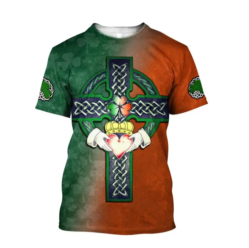 

PLstar Cosmos 3DPrint Newfashion Summer Ireland Irish Art T-Shirt Shorts Sleeve Casual Funny Harajuku Streetwear Style-3