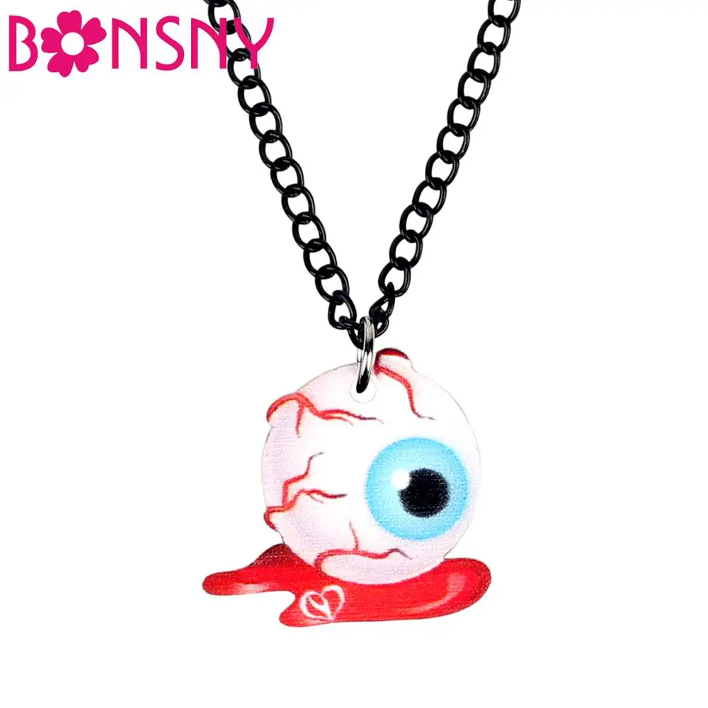 Акриловое ожерелье Bonsny с ужасным глазным яблоком крови на Хэллоуин цепочка
