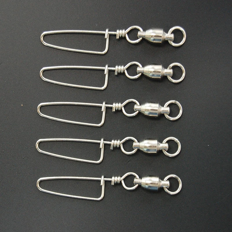 

20/50PCS Stainless Steel Fishing Ball Bearing Swivels Coastlock Snap Set 0#-9#
