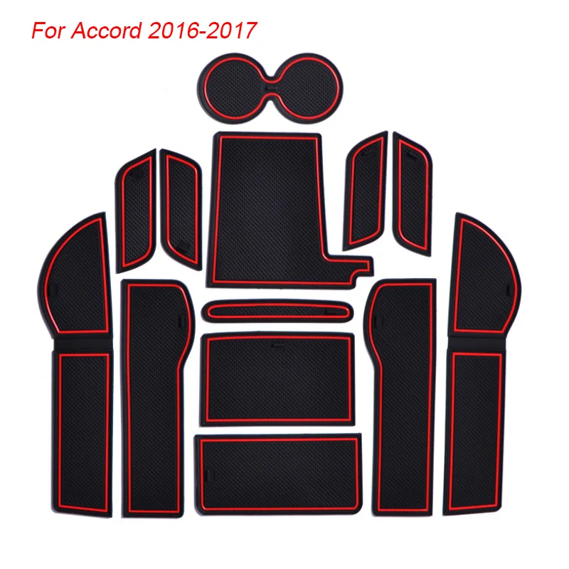 

Brand LOGO Car Styling For Honda Accord 2014-Present Gate slot pad Interior Door Groove Mat Non-slip dust Mat Auto Accessories