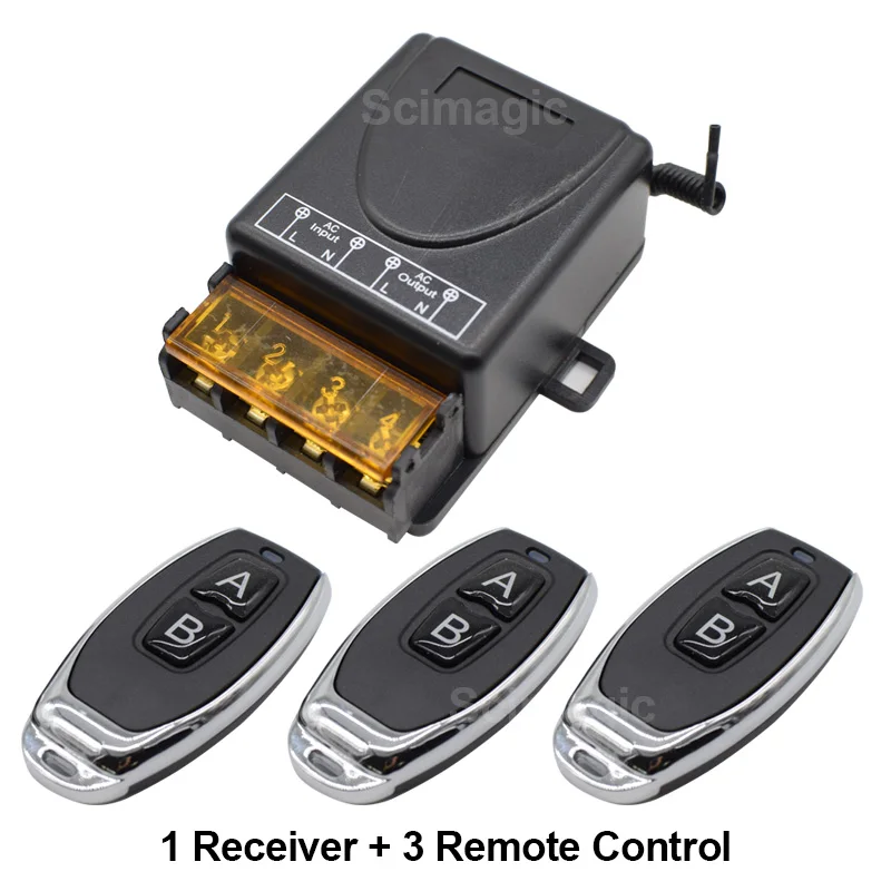 Беспроводной пульт дистанционного управления 433 МГц AC 75V ~ 220V 30A RF релейный