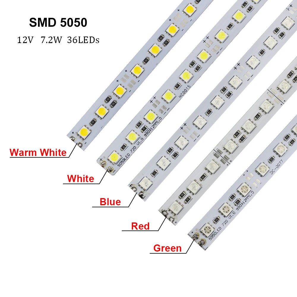 5050 SMD 10 шт./лот 50 см светодиодный бар светильник SMD 8520 7020 5730 5050 2835 DC12V светодиодный жесткой полосы белый теплый холодный RGB под шкаф Кухня - Испускаемый цвет: 5050 SMD