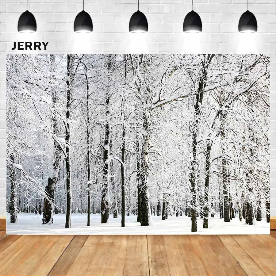 Фотофон Avezano с изображением зимнего белого снежного леса для снегопада
