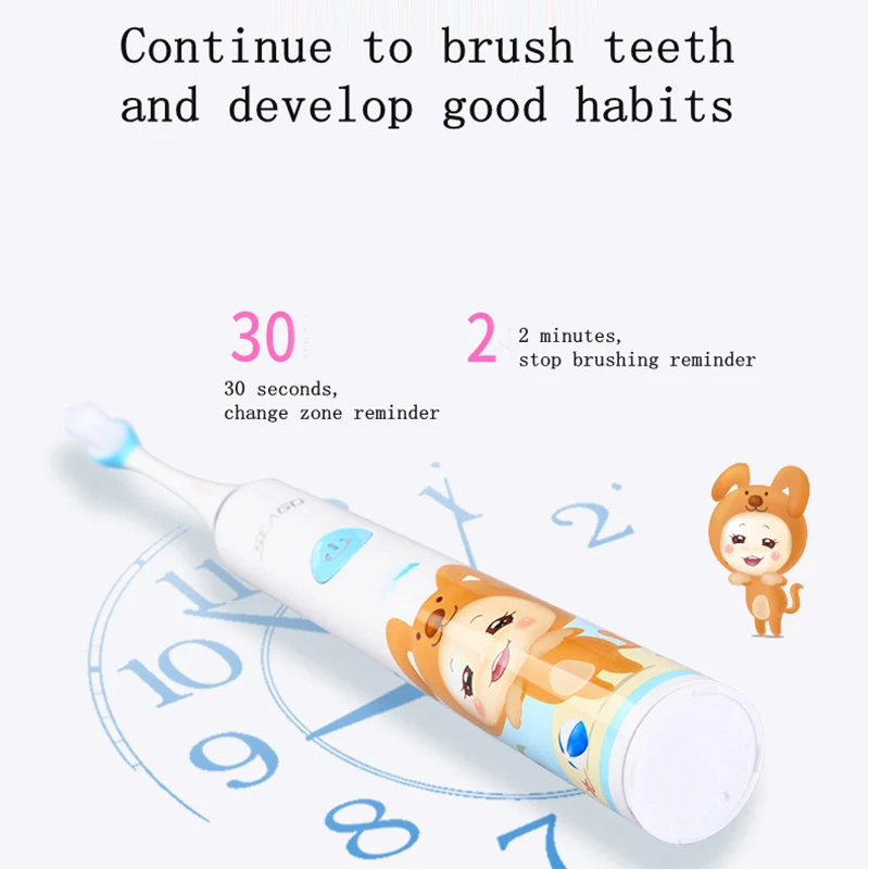 SEAGO Детская электрическая зубная щетка с мультяшным принтом водонепроницаемая