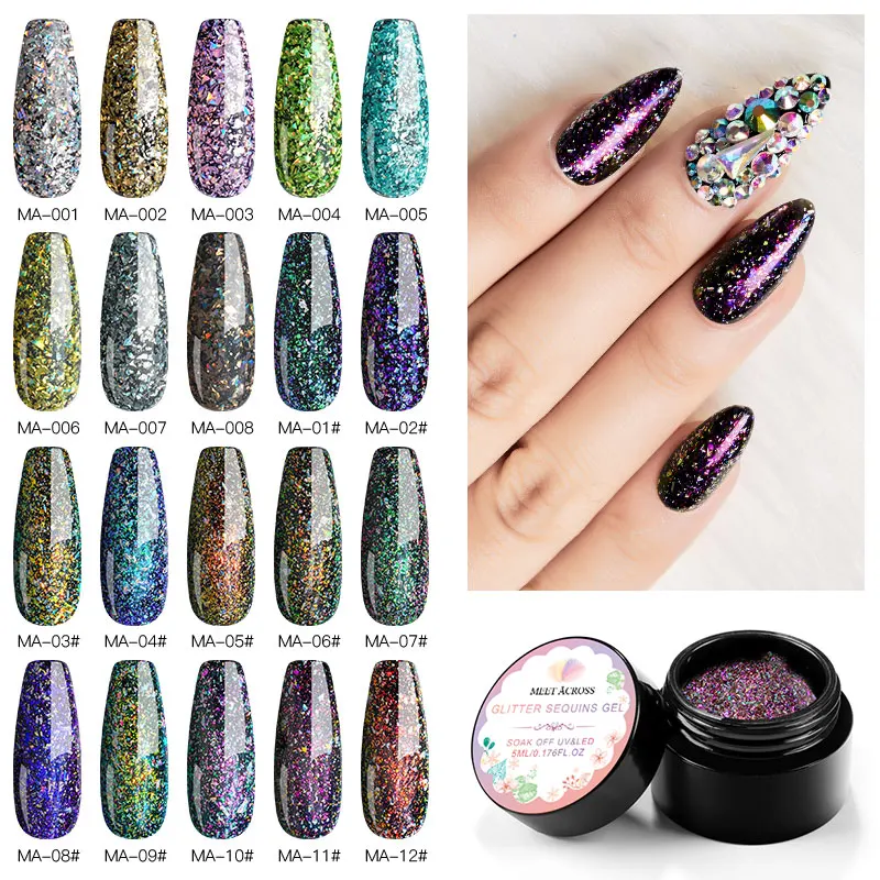 MEET ACROSS 5 мл Блестящий Гель-лак для ногтей яркие блестки рисования дизайн замочить