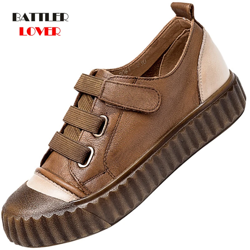 

Summer Genuine Cow Leather Sneakers For Women 2021 White Casual Motor & Biker Shoes Ladies Solid Fashion Flats Zapatos De Mujer