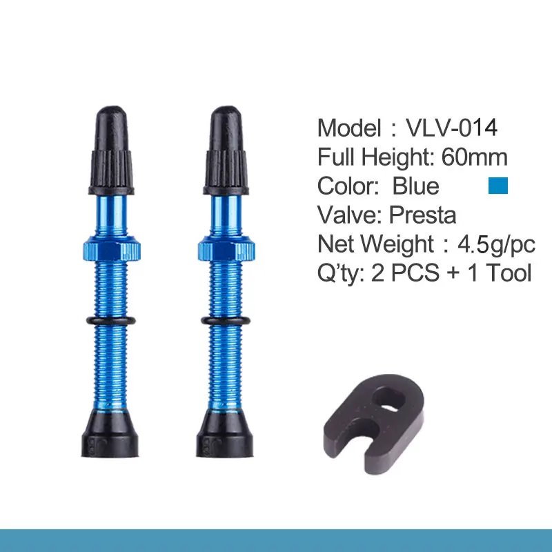 60mm Blue 1 Pair Deemount 1 пара ЧПУ анодированный Presta клапаны для MTB дорожный велосипед бескамерные шины 60 мм сплав стволовых латунный сердечник много цветов - Цвет: 60mm Blue 1 Pair