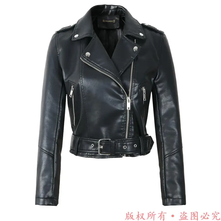 YLL8828 Black Новое поступление, брендовые зимние осенние зеленые мотоциклетные кожаные куртки, желтая кожаная куртка, женское кожаное пальто, тонкая куртка из искусственной кожи - Цвет: YLL8828 Black