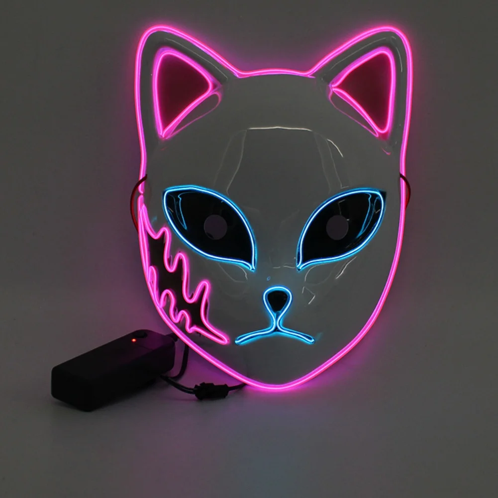 Светящаяся маска на Хэллоуин светодиодная светящаяся маска-лиса рассекающий