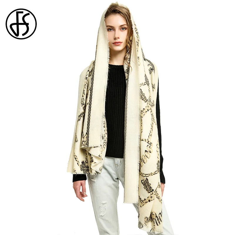 FS цепи печати длинный белый шарф Элитный бренд Рождество праздничная одежда
