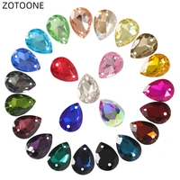 zotoone 24pcs mix color teardrop sew on pointed rhinestones for clothes pear shape glass stones flatback droplet sewing strass g